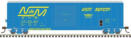 Atlas Model Railroad 20005641 HO Scale Berwick 50' Boxcar - Ready to Run - Master(R) -- Nacionales de Mexico #104568 (blue, yellow; Large Logo, "Unir Servir" Slogan)