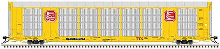 Atlas Model Railroad 20005672 HO Scale Gunderson Multi-Max Enclosed Auto Rack - Ready to Run - Master(R) -- Kansas City Southern TTX #696070 (yellow, silver, red; Red TTX Logo)