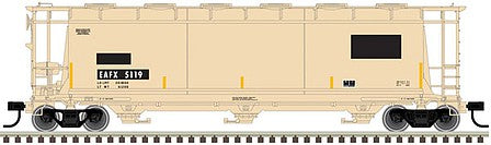 Atlas Model Railroad 20005765 HO Scale ACF 3-Bay Cylindrical Hopper - Ready to Run -- Rail Logistics EAFX 5119 (tan, black)