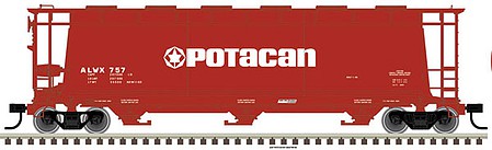 Atlas Model Railroad 20005768 HO Scale ACF 3-Bay Cylindrical Hopper - Ready to Run -- Potacan #743 (brown, white)