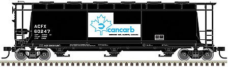 Atlas Model Railroad 20005776 HO Scale ACF 3-Bay Cylindrical Hopper - Ready to Run -- Cancarb ACFX 60247 (black, blue)