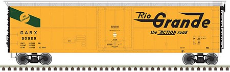 Atlas Model Railroad 20005786 HO Scale GARX Insulated 50' Boxcar (Reefer) - Ready to Run - Master(R) -- Denver & Rio Grande Western 50921 (yellow, black)