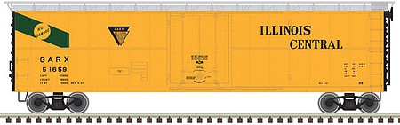 Atlas Model Railroad 20005796 HO Scale GARX Insulated 50' Boxcar (Reefer) - Ready to Run - Master(R) -- Illinois Central 51654 (yellow, black)