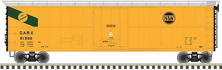 Atlas Model Railroad 20005798 HO Scale GARX Insulated 50' Boxcar (Reefer) - Ready to Run - Master(R) -- Norfolk & Western 51502 (yellow, black)