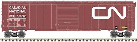 Atlas Model Railroad 20005862 HO Scale Postwar 50' Single-Door Boxcar - Ready to Run - Master(R) -- Canadian National 550000 (Boxcar Red, white)