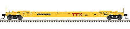 Atlas Model Railroad 20005995 HO Scale Gunderson 48' All-Purpose Well Car - Ready to Run -- TTX 456227 (yellow, black, red, Next Load Any Road Slogan)