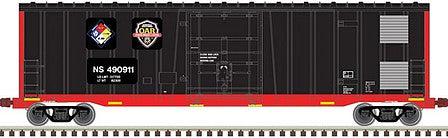 Atlas Model Railroad 20006092 HO Scale NSC 5111 50' Plug-Door Boxcar - Ready to Run -- Norfolk Southern 490911 (First Responder, black, red)
