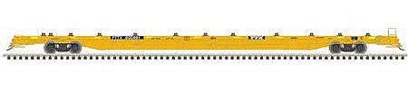 Atlas Model Railroad 20006115 HO Scale ACF 89' F89-J Flatcar with Deck Risers - Ready to Run -- PTTX 600963 (2000s yellow, black, Conspicuity Stripes)