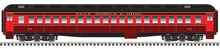 Atlas Model Railroad 20006153 HO Scale Heavyweight Single-Window Coach - Ready to Run - Master(R) -- Gulf, Mobile and Ohio 144 (maroon, red, yellow)
