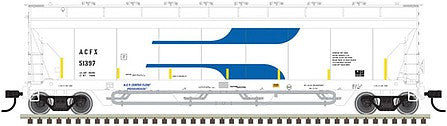 Atlas Model Railroad 20006284 HO Scale Pressureaide Centerflow Hopper - Ready to Run - Master(R) -- ACFX 51397 (white, blue, Conspicuity Stripes Venturi)