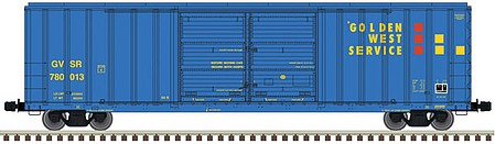 Atlas Model Railroad 20006294 HO Scale FMC 5503 52' Double-Door Boxcar - Ready to Run - Master(R) -- Golden West Service 780002 (blue, yellow, red)