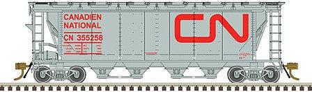 Atlas Model Railroad 20006361 HO Scale Slab-Side Covered Hopper - Ready to Run - Master(R) -- Canadian National 355196 (12 Hatch, gray, red, Noodle Logo)