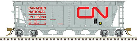 Atlas Model Railroad 20006364 HO Scale Slab-Side Covered Hopper - Ready to Run - Master(R) -- Canadian National #352230 (6-Hatch; gray, red)