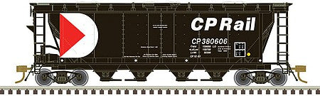 Atlas Model Railroad 20006366 HO Scale Slab-Side Covered Hopper - Ready to Run - Master(R) -- Canadian Pacific 380307 (6 Hatch, black, red, white)
