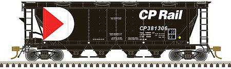 Atlas Model Railroad 20006370 HO Scale Slab-Side Covered Hopper - Ready to Run - Master(R) -- Canadian Pacific 381306 (8 Hatch, black, red, white)