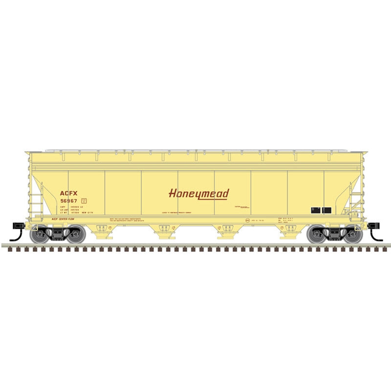 Atlas Model Railroad 20006383 HO Scale ACF 5250 Covered Hopper - Ready to Run - Master(R) Plus -- Honeymead ACFX 56974 (Beige, red)