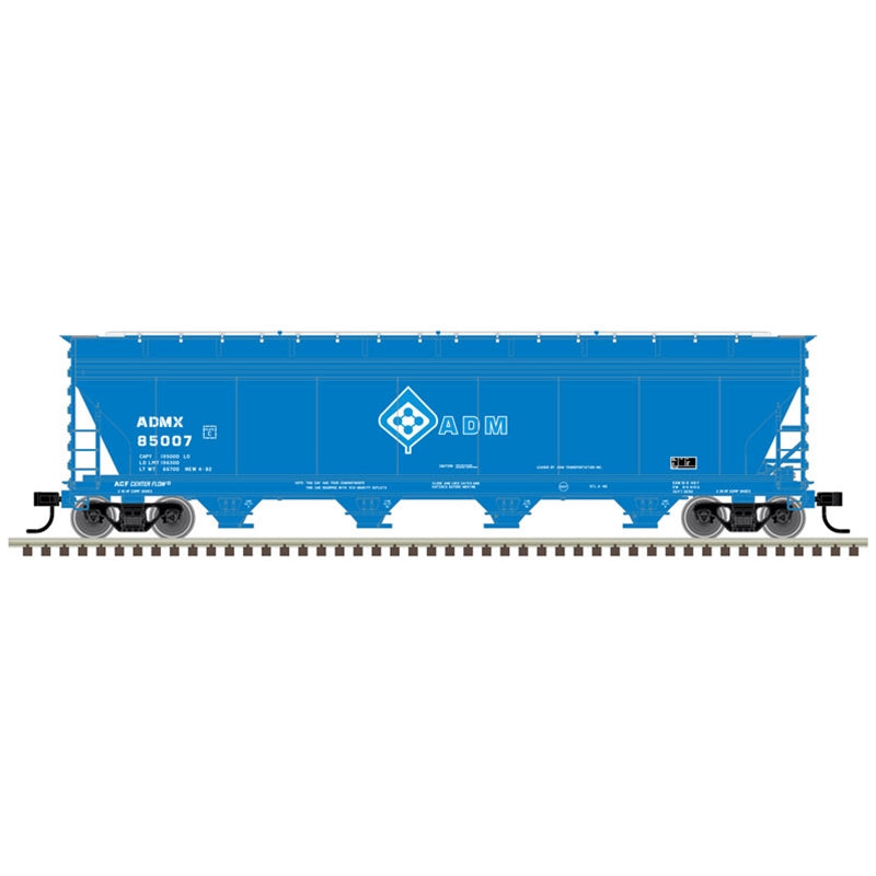 Atlas Model Railroad 20006385 HO Scale ACF 5250 Covered Hopper - Ready to Run - Master(R) Plus -- 20006385 Archer-Daniels-Midland ADMX 85007 (blue, white, Molecule Logo)
