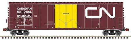 Atlas Model Railroad 20006517 HO Scale NSC 50' Newsprint Plug-Door Boxcar - Ready to Run -- Canadian National 401631 (Boxcar Red, yellow, Noodle, yellow Door)