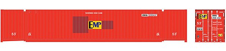 Atlas Model Railroad 20006663 HO Scale Jindo 53' 6-53-6 Roof Corrugated Container 3-Pack - Assembled - Master(R) -- EMP Set 1 200437, 200456, 200471 (ex-Hub, orange, yellow)