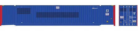 Atlas Model Railroad 20006669 HO Scale Jindo 53' 6-53-6 Roof Corrugated Container 3-Pack - Assembled - Master(R) -- Milestone MLNU Set 1 889829, 889836, 889856 (ex-Pacer, blue, red)