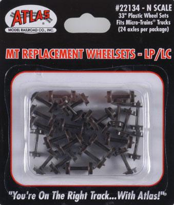 Atlas Model Railroad 22134 N Scale Plastic 33" Low Profile Replacement Wheelsets -- For Micro-Trains(R) Trucks pkg(24)