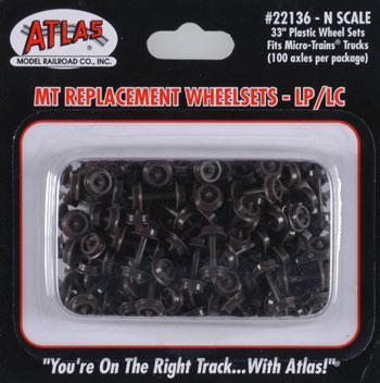 Atlas Model Railroad 22136 N Scale Plastic 33" Low Profile Replacement Wheelsets -- For Micro-Trains(R) Trucks - Super Saver pkg(100)