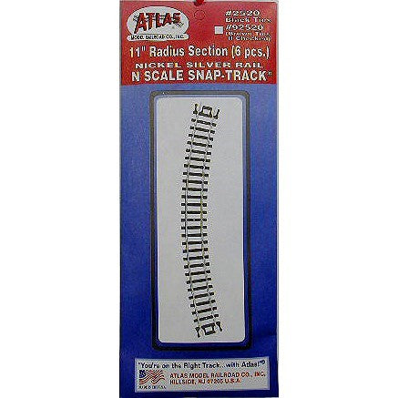 Atlas Model Railroad 2520 N Code 80 11" Radius Snap Track (6)