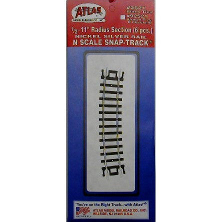 Atlas Model Railroad 2521 N Code 80 1/2 11" Radius Snap Track (6)