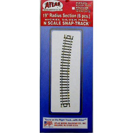 Atlas Model Railroad 2526 N Code 80 19" Radius Snap Track (6)