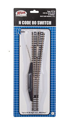 Atlas Model Railroad 2718 N Scale Code 80 No. 8 Manual Turnout (Switch) - Standard Line -- Right Hand