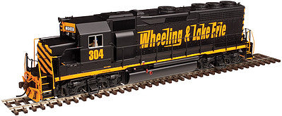 Atlas Model Railroad 40002783 N Scale EMD GP40 Low Nose, Dynamic Brakes w/DCC -- Wheeling & Lake Erie #304 (black, orange, Large Speed Lettering)