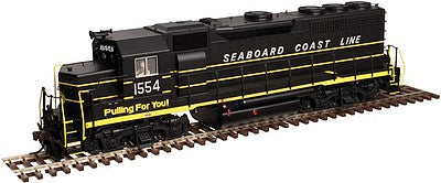 Atlas Model Railroad 40002787 N Scale EMD GP40 Low Nose, Dynamic Brakes w/DCC -- Seaboard Coast Line #1554 (black, yellow)