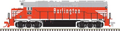 Atlas Model Railroad 40002790 N Scale EMD GP40 Low Nose, Dynamic Brakes w/DCC -- Chicago, Burlington & Quincy #180 (Chinese Red, gray, white)