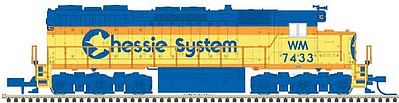 Atlas Model Railroad 40003739 N Scale EMD SD35 Low Nose - LokSound & DCC - Master(R) Gold -- Chessie System WM 7434 (yellow, blue, vermillion)