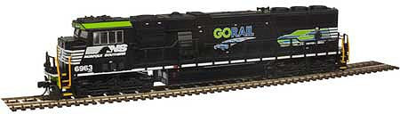 Atlas Model Railroad 40003961 N Scale NS - EMD SD60E - Standard DC - Master Silver -- Norfolk Southern 6963 (Go Rail Scheme, black, white, green)