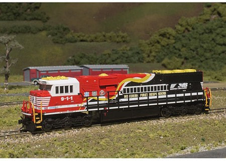 Atlas Model Railroad 40003962 N Scale NS - EMD SD60E - Standard DC - Master Silver -- Norfolk Southern 911 (Honoring First Responders Scheme, black, white, red)