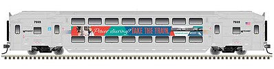 Atlas Model Railroad 40004066 N Scale Multi-Level Commuter Coach Trailer - Ready to Run -- New Jersey Transit 7559 (silver, magenta, orange, blue, Power Steering Sloga