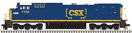 Atlas Model Railroad 40004200 N Scale GE Dash 8-40CW CSX-Style Cab and Body - Standard DC - Master(R) Silver -- CSX 7765 (blue, yellow, Boxcar Logo, Chessie Heritage Decal)