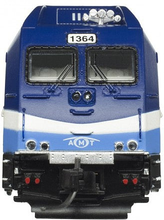 Atlas Model Railroad 40004231 N Scale Bombardier ALP-45DP Dual Mode - Standard DC - Master(R) Silver -- Montreal Metropolitan Transportation Network AMT 1364 (blue, silver, white)