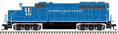 Atlas Model Railroad 40004713 N Scale EMD GP40-2 No Dynamic Brakes - Standard DC - Master Silver(R) -- Florida East Coast 428 (blue, white)