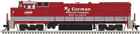 Atlas Model Railroad 40005154 N Scale GE Dash 8-40BW with Deck Ditch Lights - Standard DC - Master(R) -- RJ Corman 573 (red, silver)