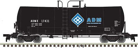 Atlas Model Railroad 50004089 N Scale Trinity 17,600-Gallon Corn Syrup Tank Car - Ready to Run -- Archer-Daniels-Midland #17500 (black, blue; Molecule Logo)