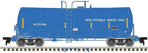 Atlas Model Railroad 50004099 N Scale Trinity 17,600-Gallon Corn Syrup Tank Car - Ready to Run -- New Jersey Transit #9306 (blue, Yellow Conspicuity Markings; Water Service)