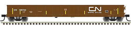 Atlas Model Railroad 50004691 N Scale Evans 52' Gondola - Ready to Run -- Canadian National #136756 (Boxcar Red; Noodle Logo, Yellow Conspicuity Marks)