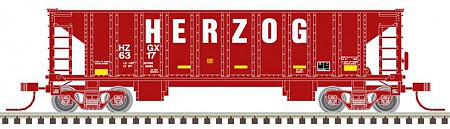 Atlas Model Railroad 50004851 N Scale 41' Ballast Hopper 3-Pack - Ready to Run - Master(R) -- Herzog #6317, 6839, 6850 (Boxcar Red, white)