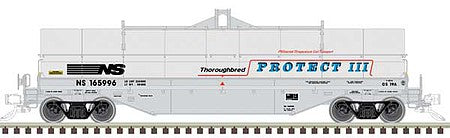 Atlas Model Railroad 50004890 N Scale 42' Coil Steel Car with Fishbelly Side Sill - Ready to Run - Master(R) -- Norfolk Southern 165922 (gray, blue, red, Protect III)