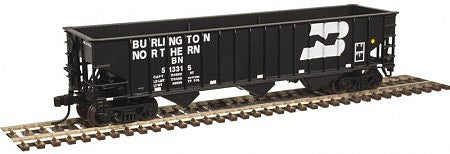 Atlas Model Railroad 50004904 N Scale Pullman-Standard 2750 3-Bay Hopper - Ready to Run - Master(R) -- Burlington Northern 513382 (black, white, Large Logo)
