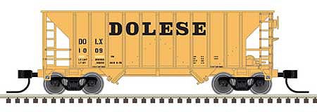 Atlas Model Railroad 50005380 N Scale Greenville 100-Ton 2-Bay Hopper - Ready to Run - Master(TM) -- Dolese 1018 (yellow, black)