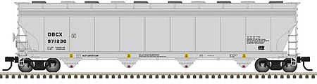 Atlas Model Railroad 50005397 N Scale ACF 5800 4-Bay Plastics Covered Hopper - Ready to Run - Master(TM) -- BASF DBCX 971230 (gray, black)