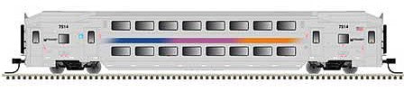 Atlas Model Railroad 50005514 N Scale Multi-Level Commuter Coach Trailer - Ready to Run - Master(R) -- New Jersey Transit 7642 (silver, magenta, orange, blue)